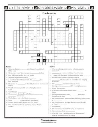 Frankenstein Crossword Puzzle prestwickhouse com